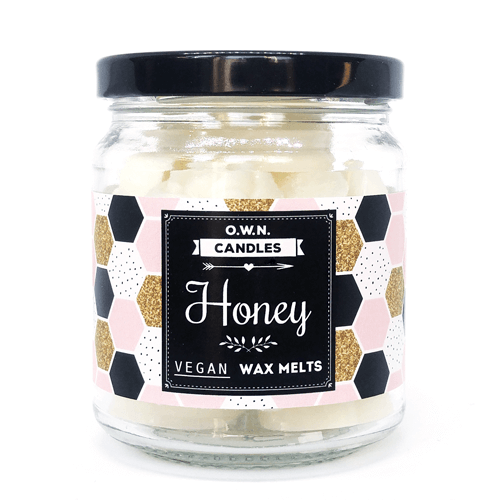 O.W.N. Candles 18 Scented Wax Melts Gift Jar Honey