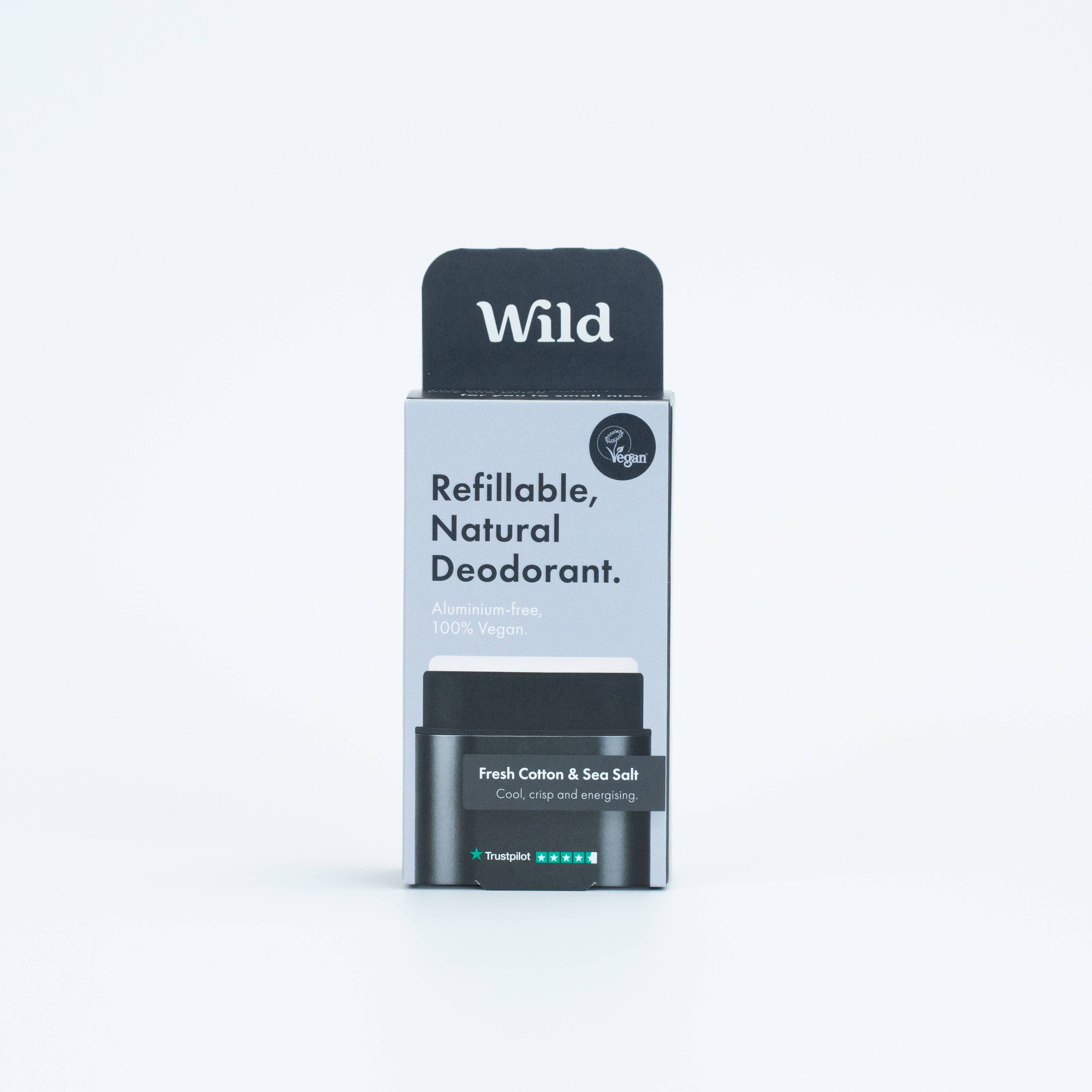 Wild Men's Fresh Cotton & Sea Salt Refillable Deodorant