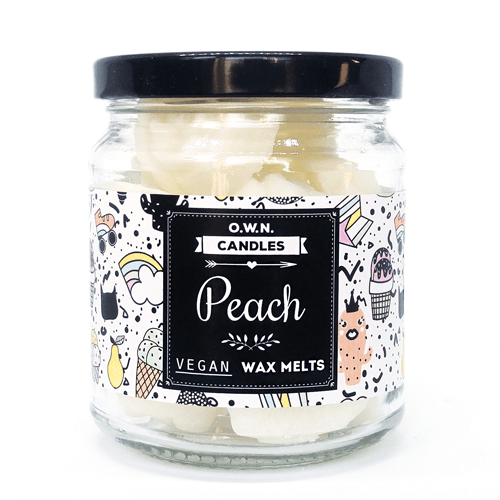O.W.N. Candles 18 Scented Wax Melts Gift Jar Peach