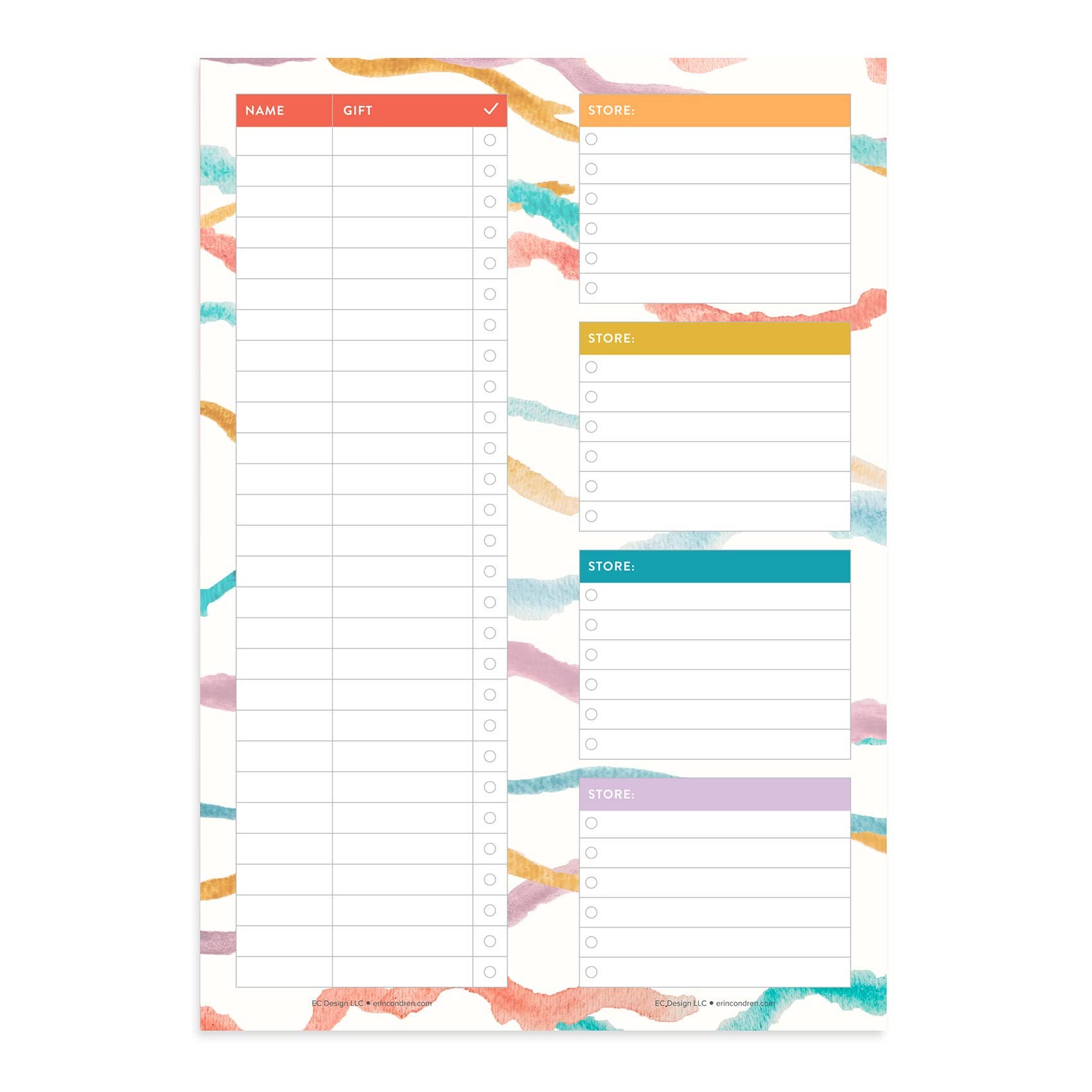 Erin Condren Gift Shopping List Notepad