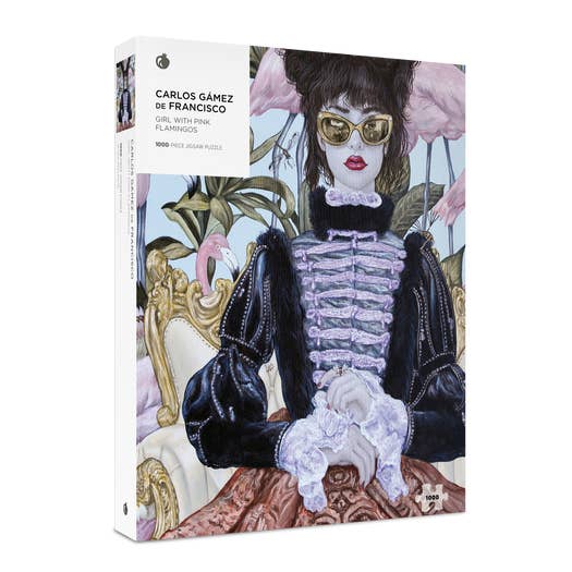 Pomegranate Art Carlos Gámez De Francisco: Girl with Pink Flamingos Puzzel 1000 Stukjes
