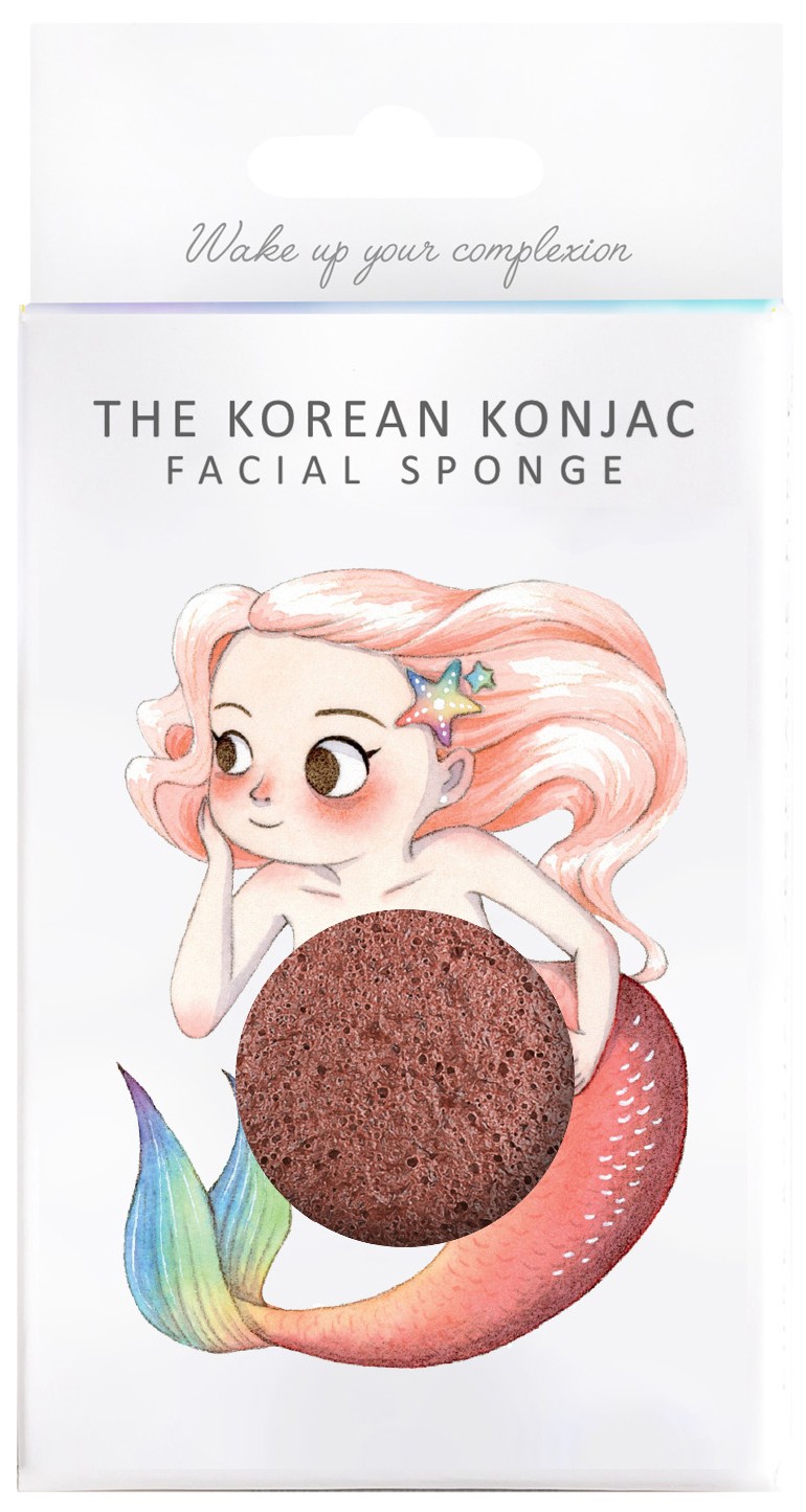 Konjac Facial Sponge Puff Mythical Mermaid Red Clay