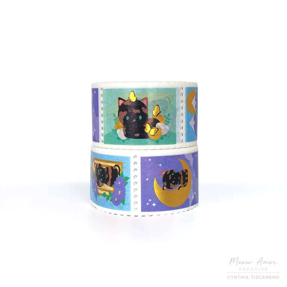 Meow Amor Creative Tortie Cat Gold Foil Stamp Washi Tape